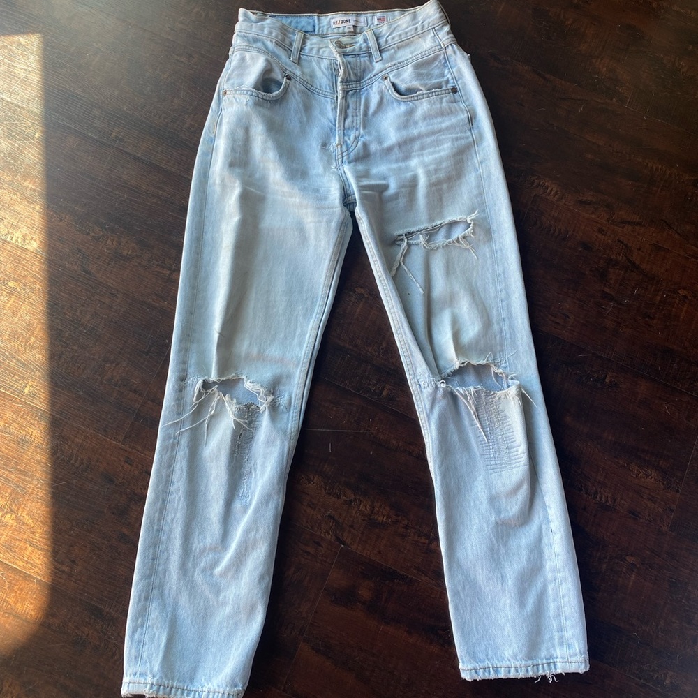 Re/done Originals Light Washed Distressed Jeans